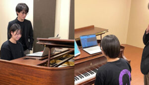 神戸・大阪でピアノとDTMの初心者高校生女子がレッスンを受ける様子の画像